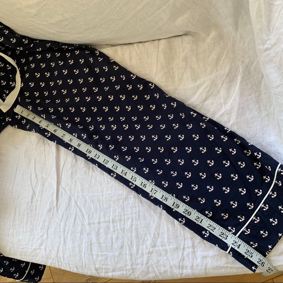 J. Crew Pajamas set shirt and pants, short sleeves, Navy Anchors pattern sz XS - Picture 14 of 15